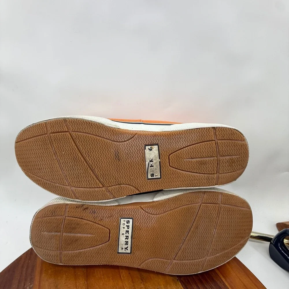 Sperry Top-Sider Mens 10.5 M Orange Canvas Boat Shoes C141432 Deck Loafers